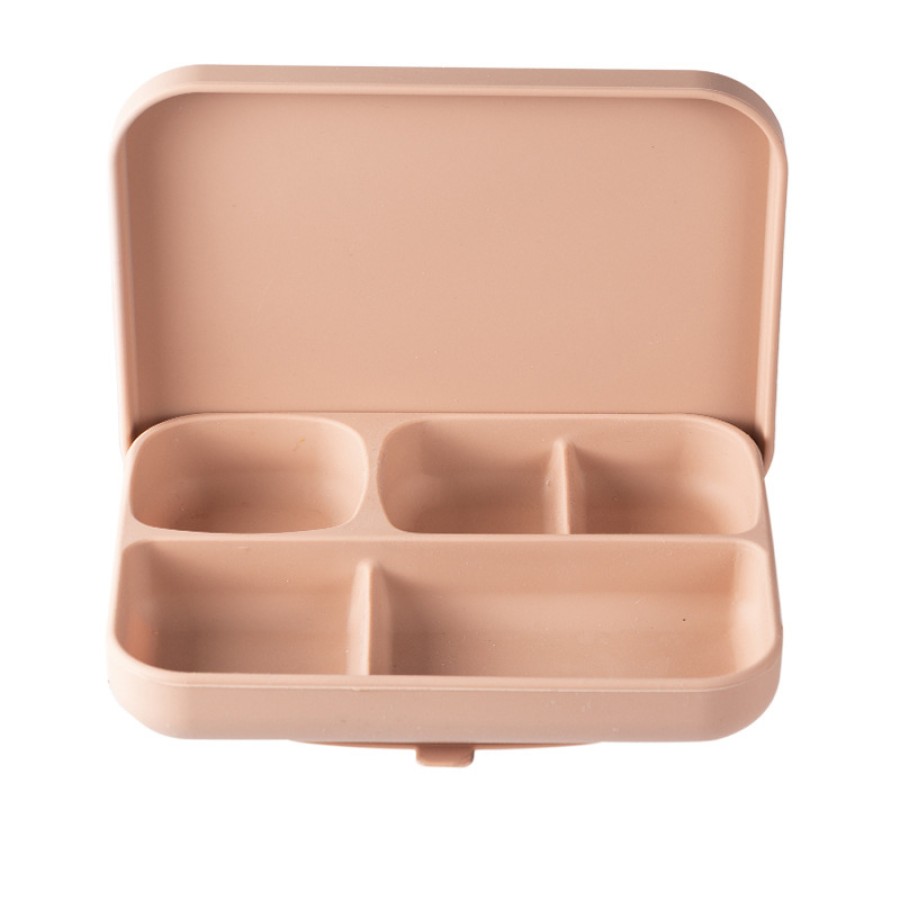 Five compartments with lid baby silicone tableware set
