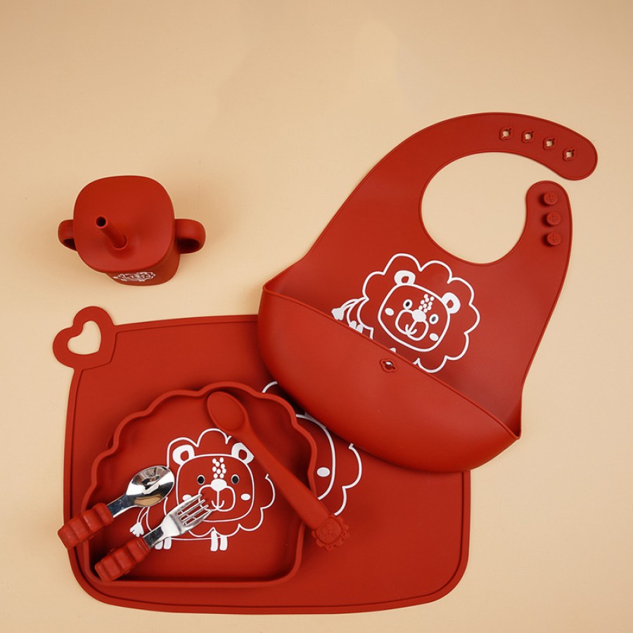Animal print baby silicone tableware set