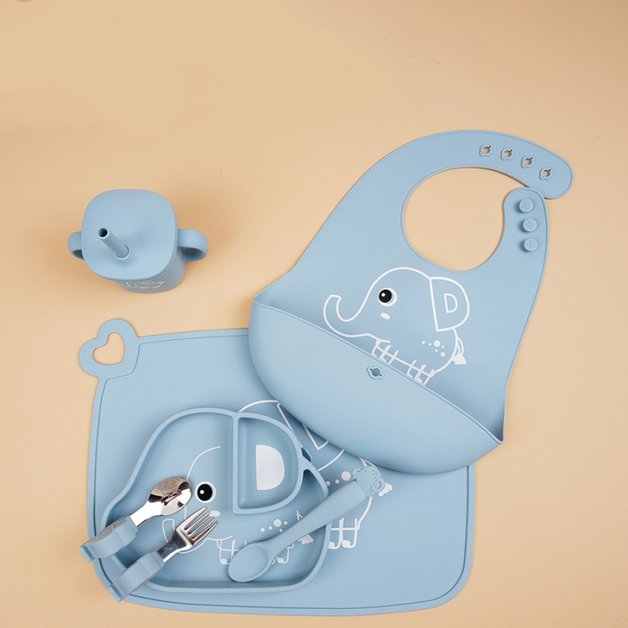 Animal print baby silicone tableware set