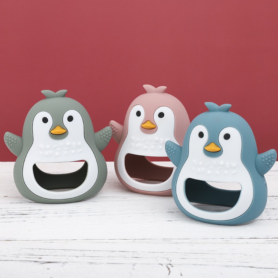 Penguin-shaped silicone baby toy