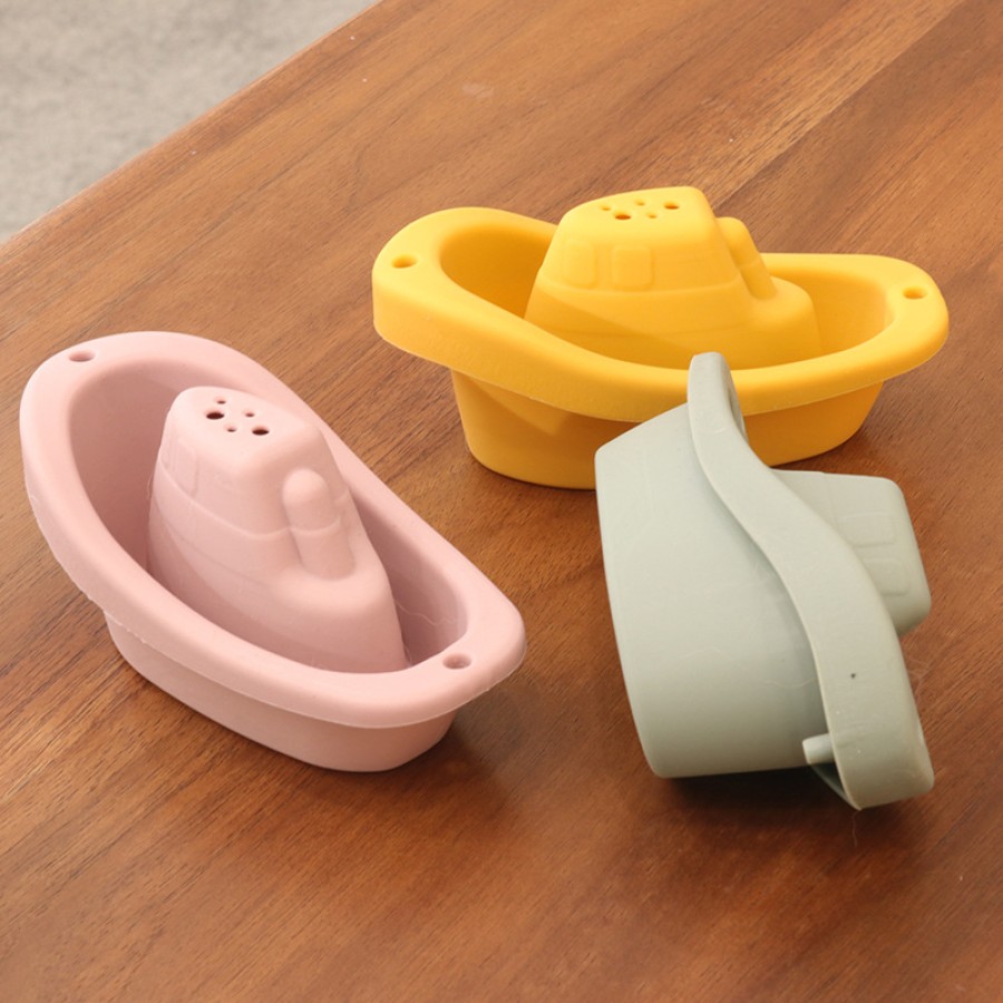 Boat-shaped silicone baby stacking educational toy