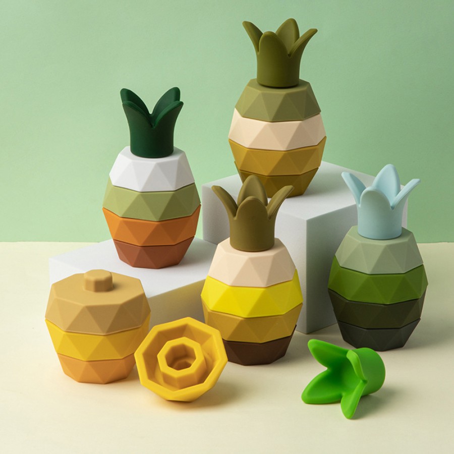 Pineapple shaped silicone baby  puzzle stacking toy