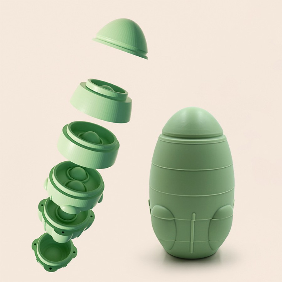 Rocket shaped baby silicone stacking toy
