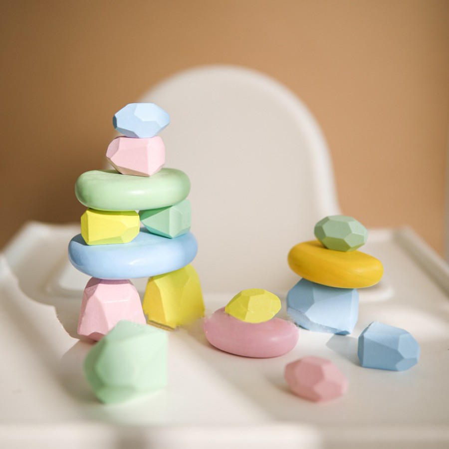 Coloured gemstone baby silicone stacking toy