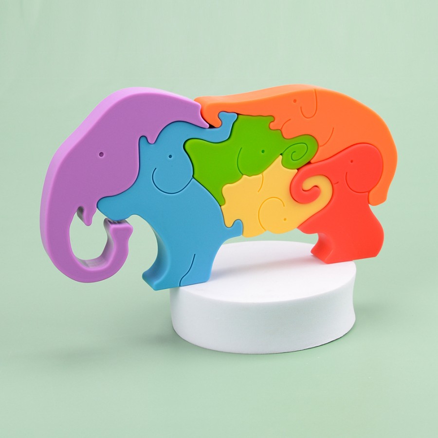 Colourful elephant shaped baby silicone stacking toy