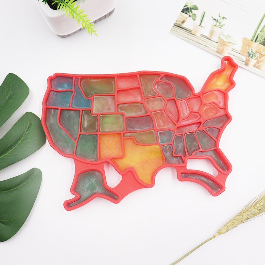 Custom Bulk Food Grade Soft Silicone USA Map Ice Tray Mold