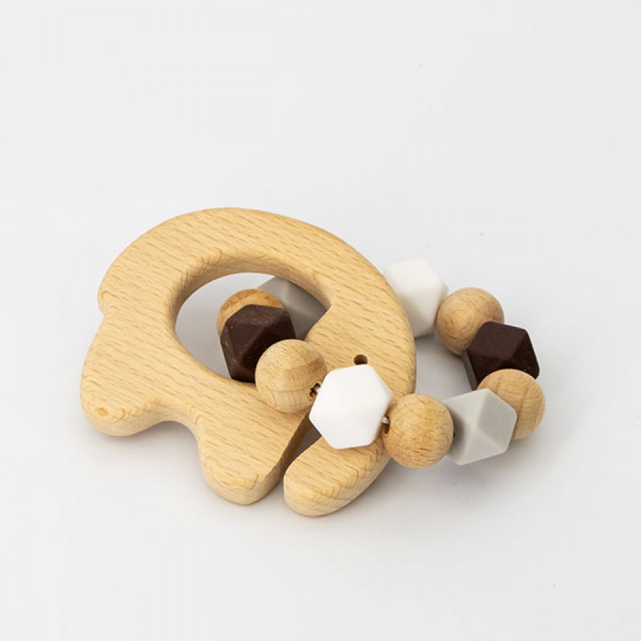 Food Grade Silicone Wooden Elephant Teether Ring
