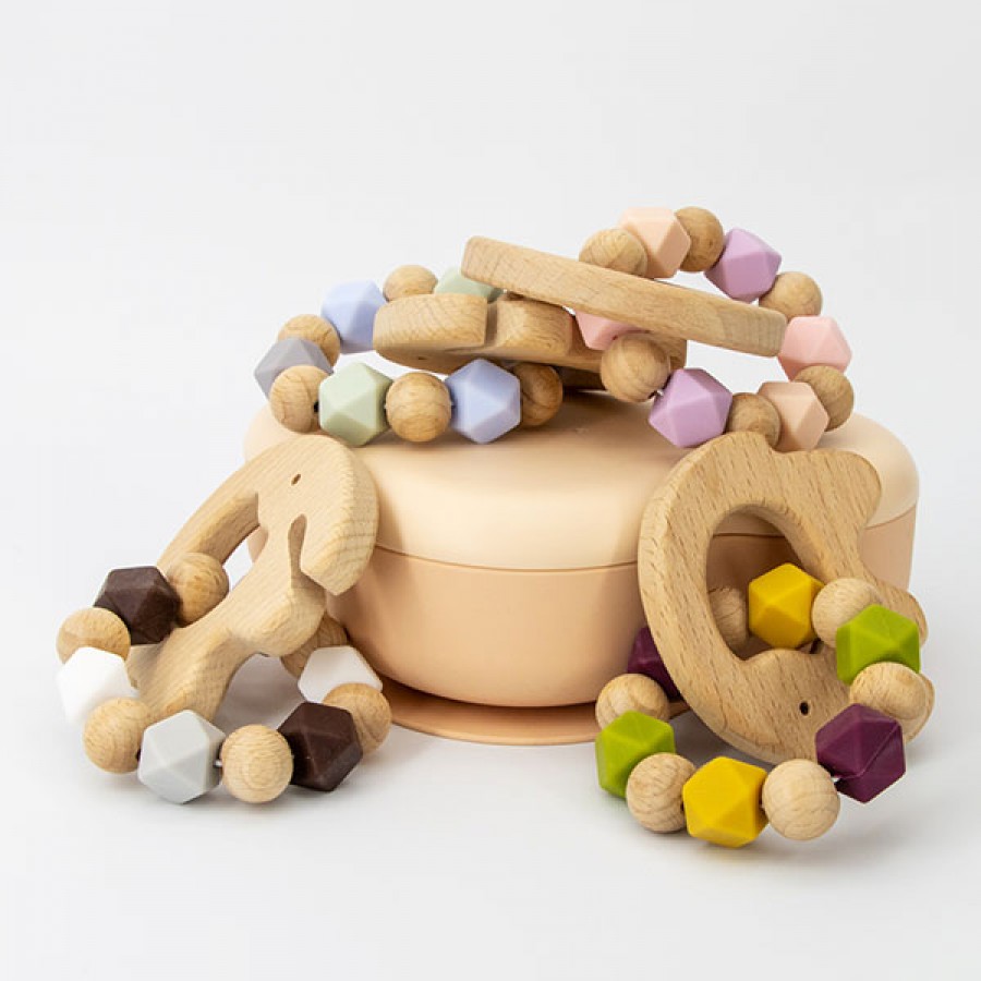 Food Grade Silicone Wooden Elephant Teether Ring