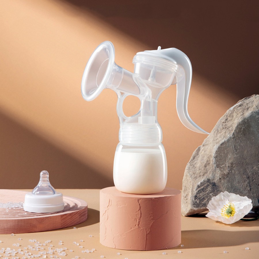 Silicone manual breast pump with handle