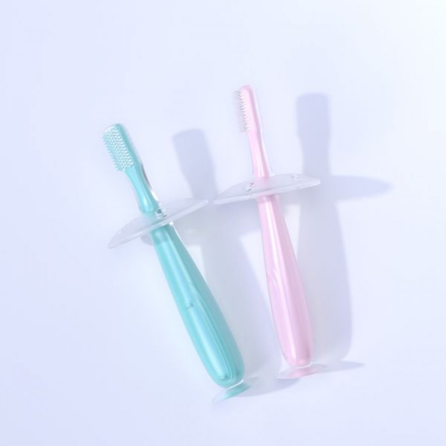 Wholesale Custom BPA Free Silicone Baby Training Toothbrush with Baffle