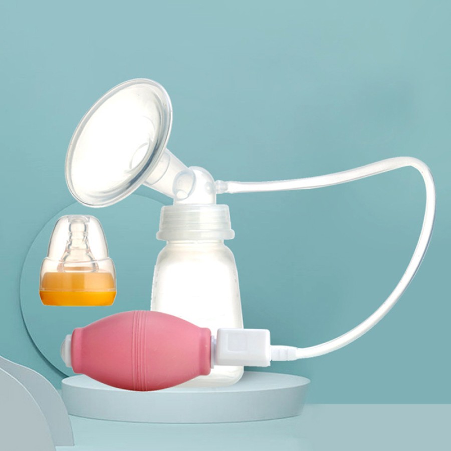 Silicone manual breast pump with pump