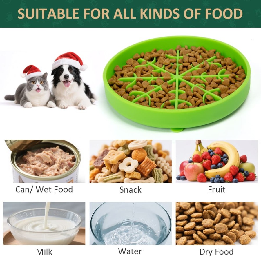Round Pet Slow Feeder Plate (Christmas Theme)