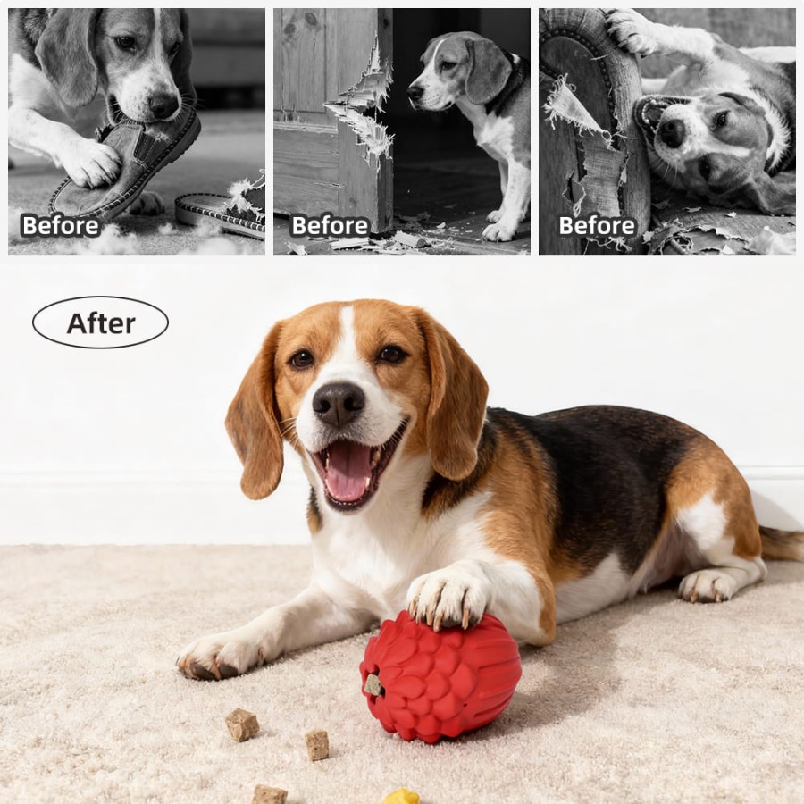 Rubber Pinecone Treat Dispensing Dog Toy