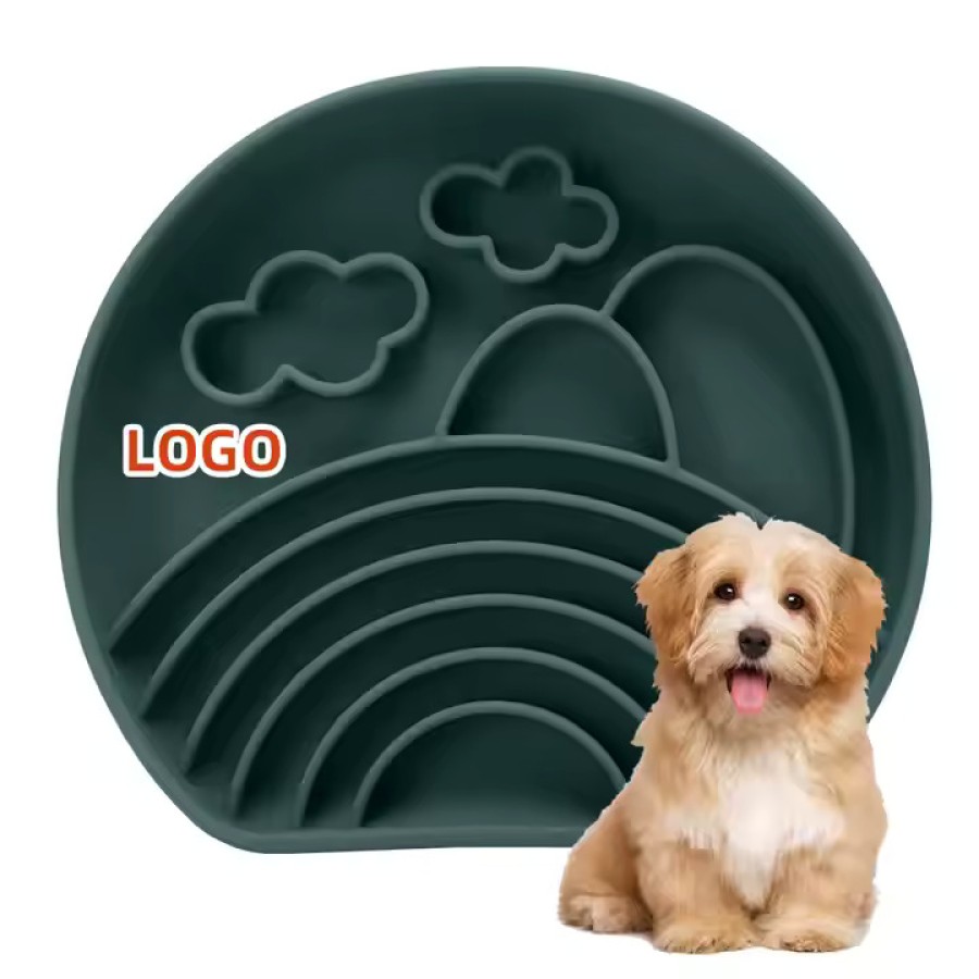 D-Shaped Silicone Slow Feeding Dog Bowl