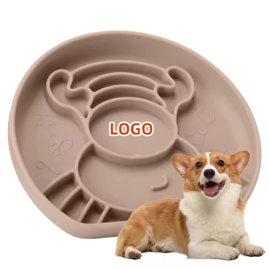 D-Shaped Silicone Slow Feeding Dog Bowl