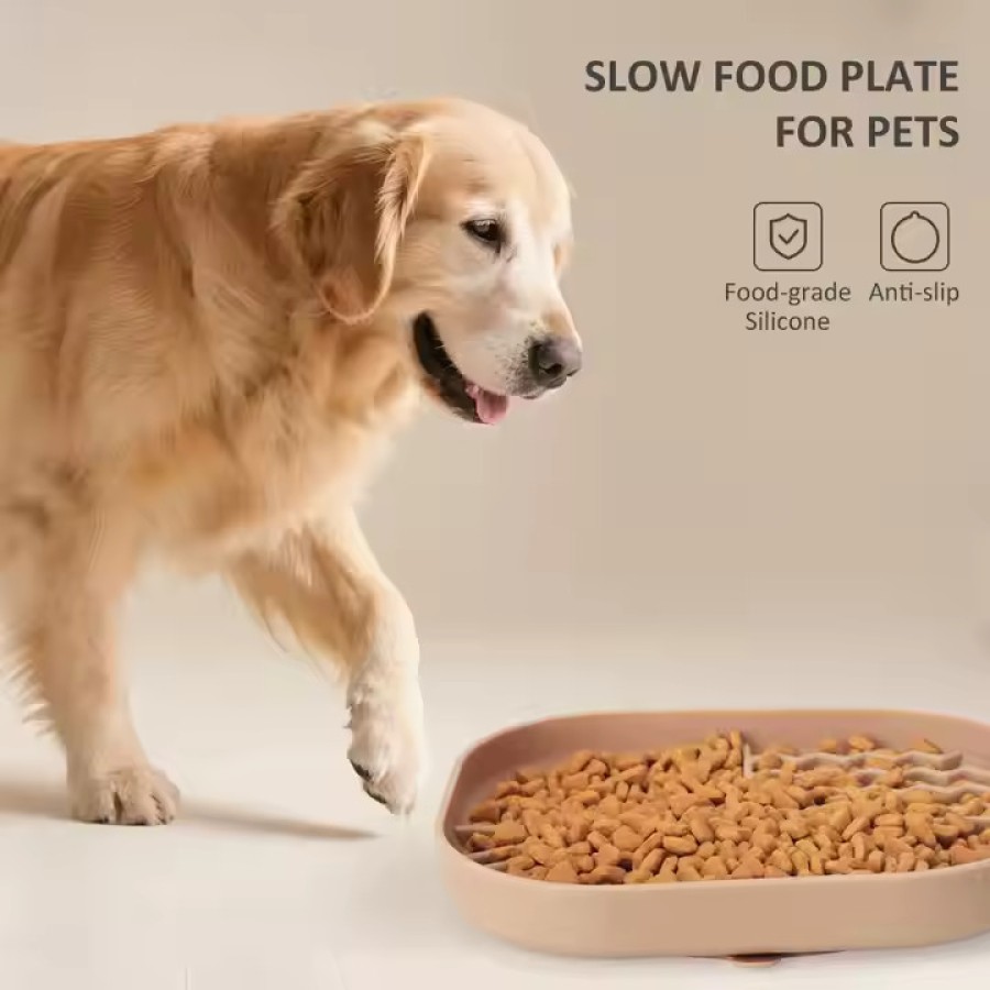 Square Silicone Slow Feeding Dog Plate