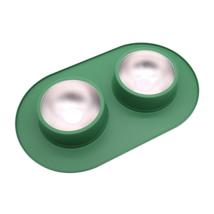 Stainless steel pet bowl with silicone base