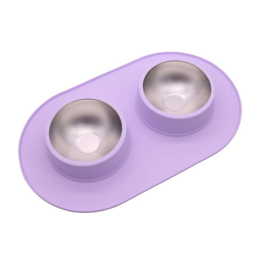 Stainless steel pet bowl with silicone base