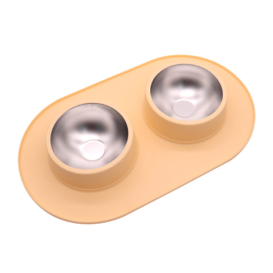 Stainless steel pet bowl with silicone base