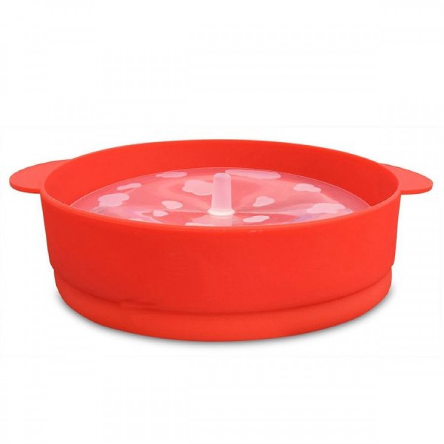 Round foldable silicone lunch box with lid