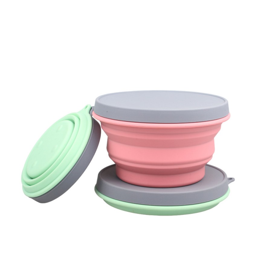 Round foldable silicone lunch box with lid