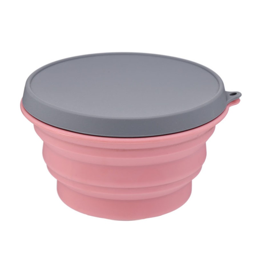 Round foldable silicone lunch box with lid