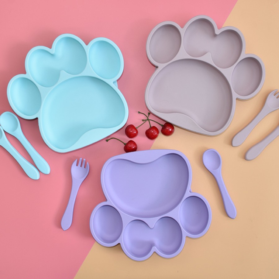 Bear paw silicone dinner plate set 5 pieces