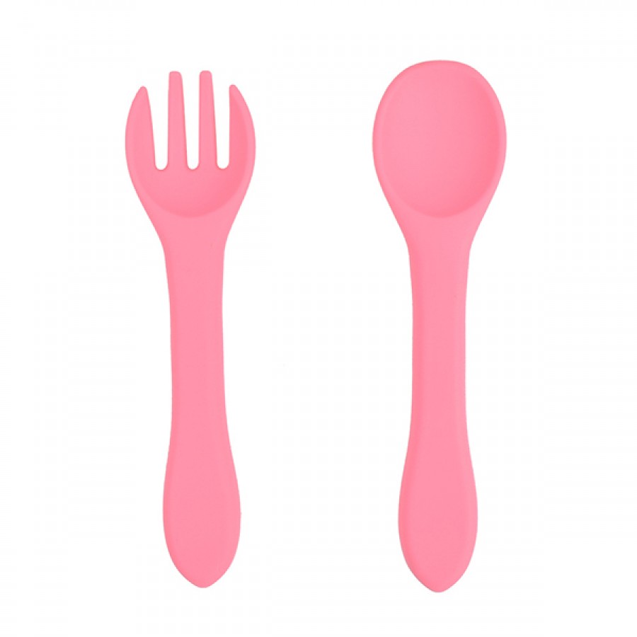 Silicone soft feeding spoon fork set