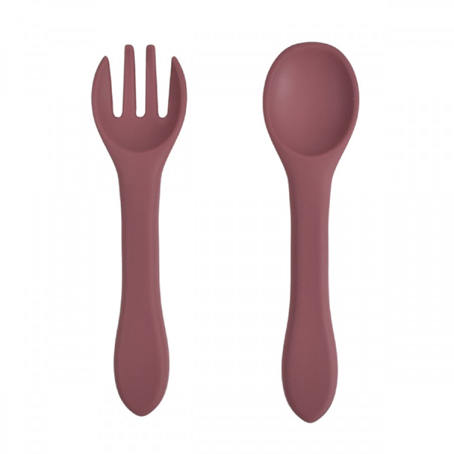 Silicone soft feeding spoon fork set