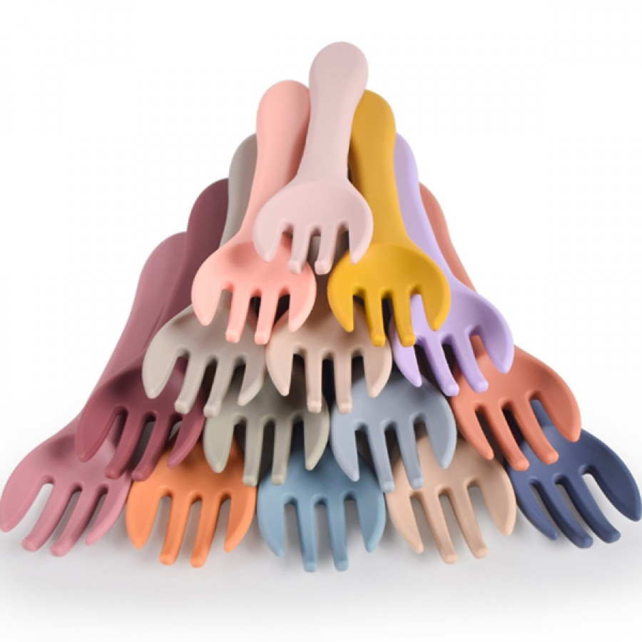 Silicone soft feeding spoon fork set