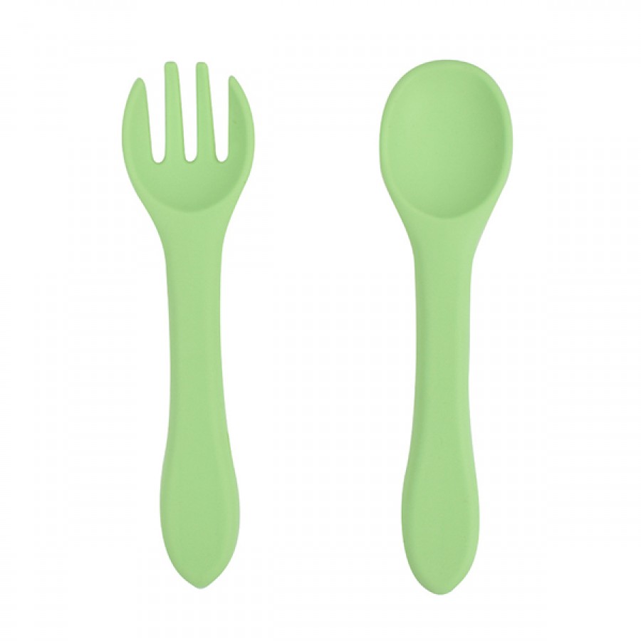 Silicone soft feeding spoon fork set