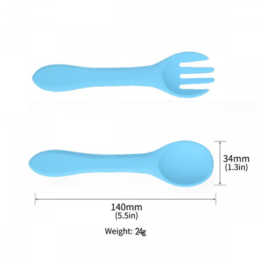 Silicone soft feeding spoon fork set