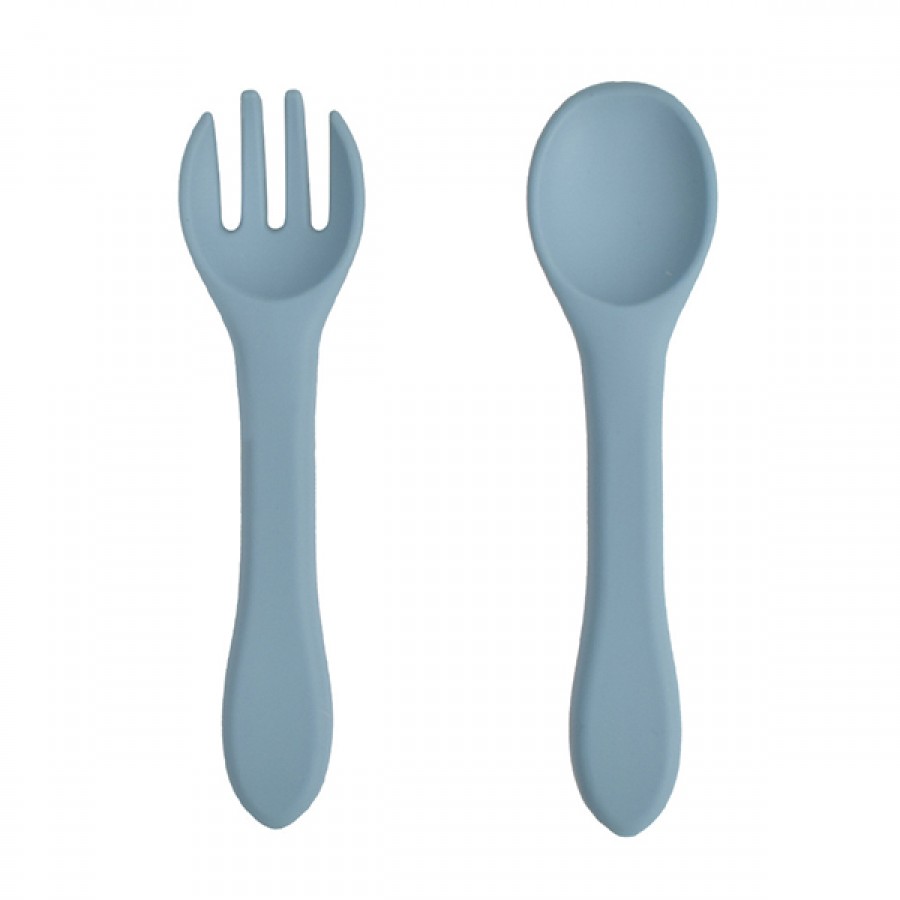 Silicone soft feeding spoon fork set