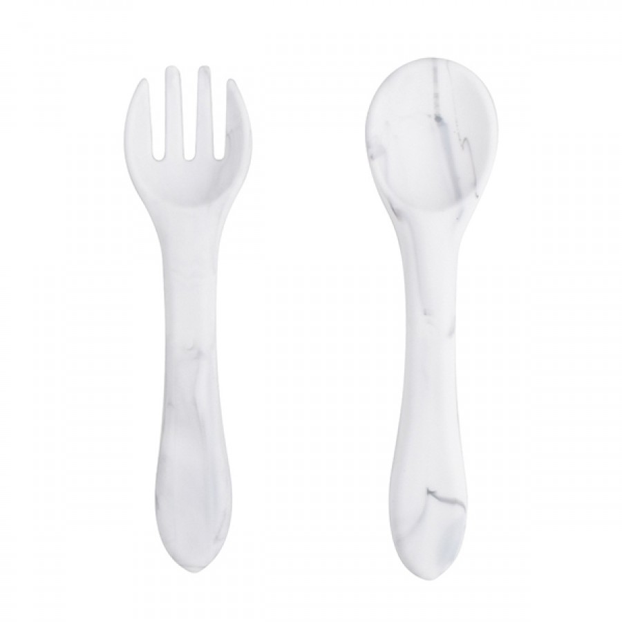 Silicone soft feeding spoon fork set