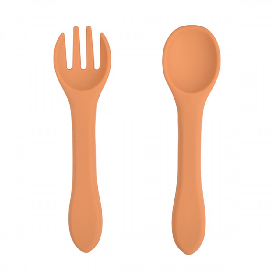 Silicone soft feeding spoon fork set