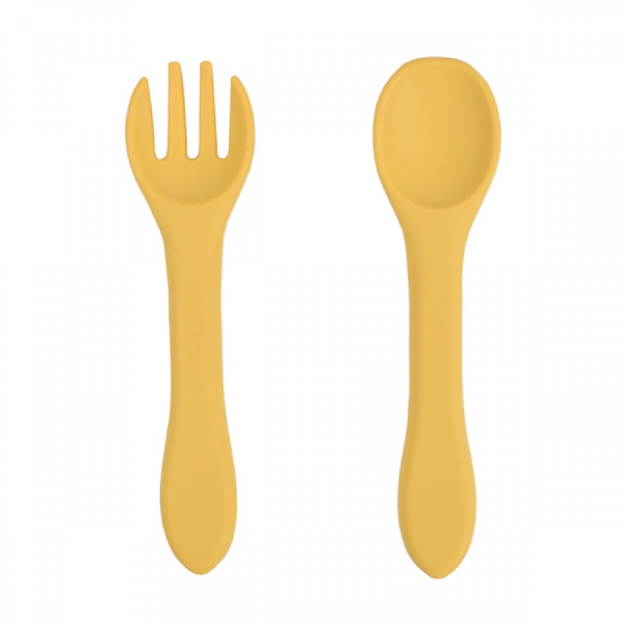 Silicone soft feeding spoon fork set